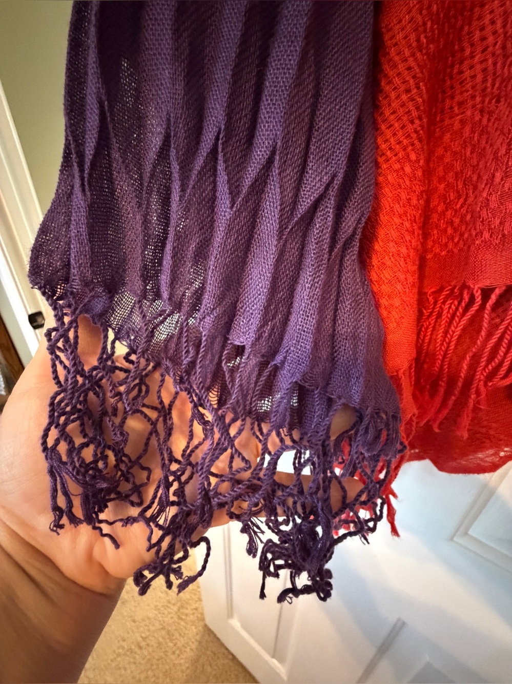 3 Scarf Set: Fall Colors Collection of Deep Plum, Rust Orange, Dusk Gray - Picture 5 of 16